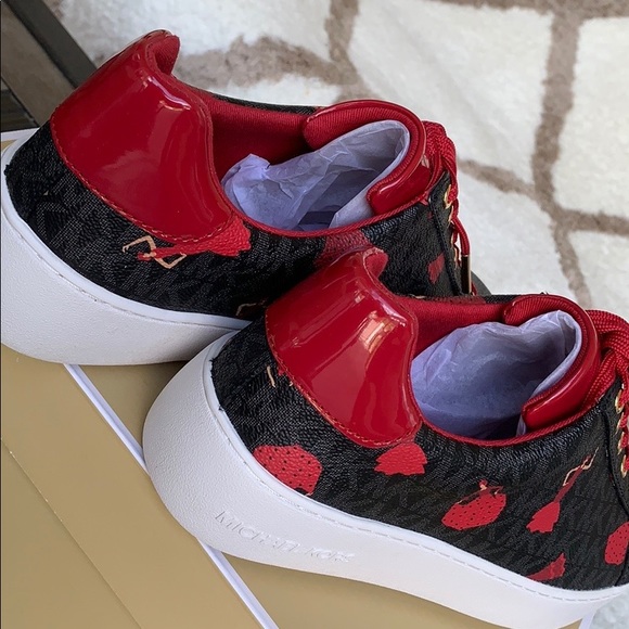 MICHAEL KORS POPPY LACE UP MINI LOGO PVC BLACK MUL - Picture 7 of 16